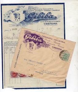 GIBIBA INDUSTRIE KEKSE VON BALESTIERI CREMONA RECHNUNG UND BRIEF 22-12-1927 - Bild 1 von 2