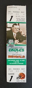 Philadelphia Eagles Cincinnati Football Ticket 8/15 1992 HC Bert Bell Photo Stub - Picture 1 of 2