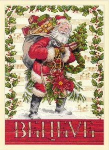 Counted Cross Stitch Kit ~ Dimensions Gold Collection Believe In Santa #70-08980 - Picture 1 of 4