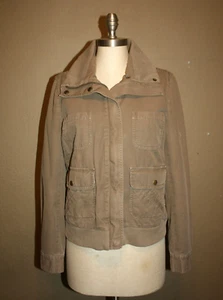 J.CREW UTILITY CARGO FIELD BROWN COTTON JACKET ZIPPER SNAP ON BUTTONS - 6 MEDIUM - Picture 1 of 6