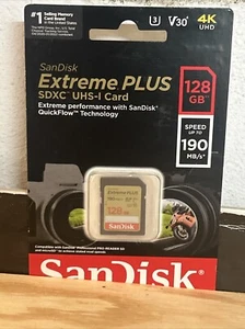 SanDisk Extreme PLUS 128GB SD Memory Card Speed Up To 190MB - Picture 1 of 1