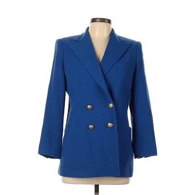 Ralph Lauren Vintage Double Breasted Blazer Wool Notch Collar Size 12 P Blue - Image 1 of 4