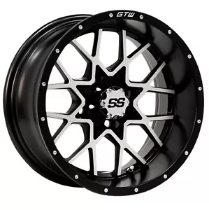 Golf Cart GTW 14x7 Matte Black Machined Vortex Wheel 3:4 Offset 4/4 Pattern - Picture 1 of 2