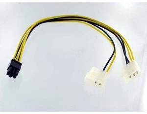 Cable adaptador Molex (M) de 6 pines PCI Express (F) a doble 4 pines, 6 pulgadas - Imagen 1 de 1