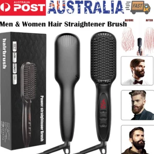 Electric Beard Straightener Brush Hair Comb Straightening Iron Heated Hair Tools - Picture 1 of 15