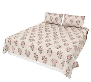Indian Hand Block Handmade Cottton kantha Quilt Print King Size Bedspread Blanke - Picture 1 of 6