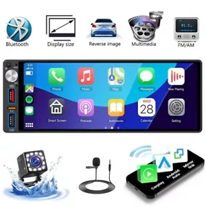 Single 1 Din Car Stereo Apple CarPlay 6.9" Touch screen Bluetooth Radio USB+CAM - Picture 1 of 9