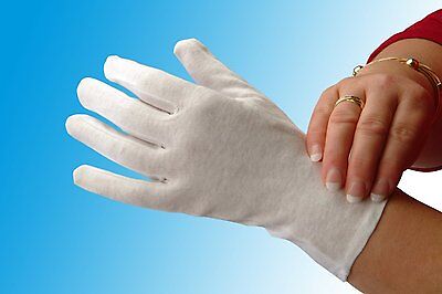 White Cotton Stockinette Gloves Liner Moisturising Eczema Butler Beauty Magician • 1.99£