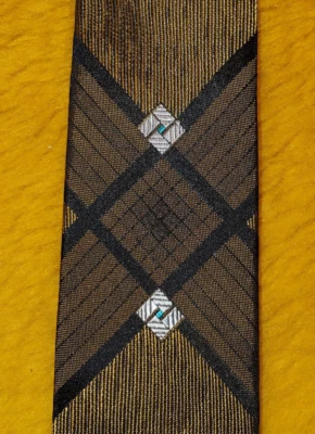 1980s BUGLE BOY ~ MENS TIE ~ BRONZE, GOLD, BLACK ~POP AVANT GARDE NEW WAVE ~ 56" - Image 1 of 3