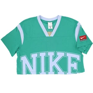 Nike Jersey Crop Top Shirt Women's Sportswear Green Oversized Tee DQ6595-370 - Picture 1 of 6