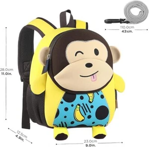 Kinderrucksack Kindergarten Kinder Rucksack Mit Sicherheitsgurt 3D Cartoon Affen - Bild 1 von 6