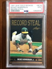 1991 Leaf Gold Rookies — Rickey Henderson — MINT PSA 9 — pop 138 (all grades)