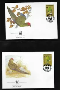 NORFOLK 1987 4 FIRST DAY COVERS WORLD WILDLIFE FUND PARROTS - Picture 1 of 2
