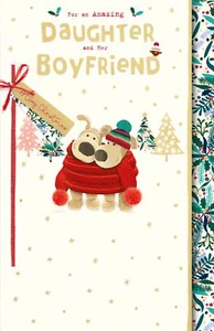 Boofle Embellished Daughter & Her Boyfriend Cuddly Cute Christmas Greeting Card - Picture 1 of 3