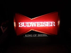 Vintage 1960s70s Budweiser Beer Lighted Bowtie Sign Light King Of Beers - Picture 1 of 12