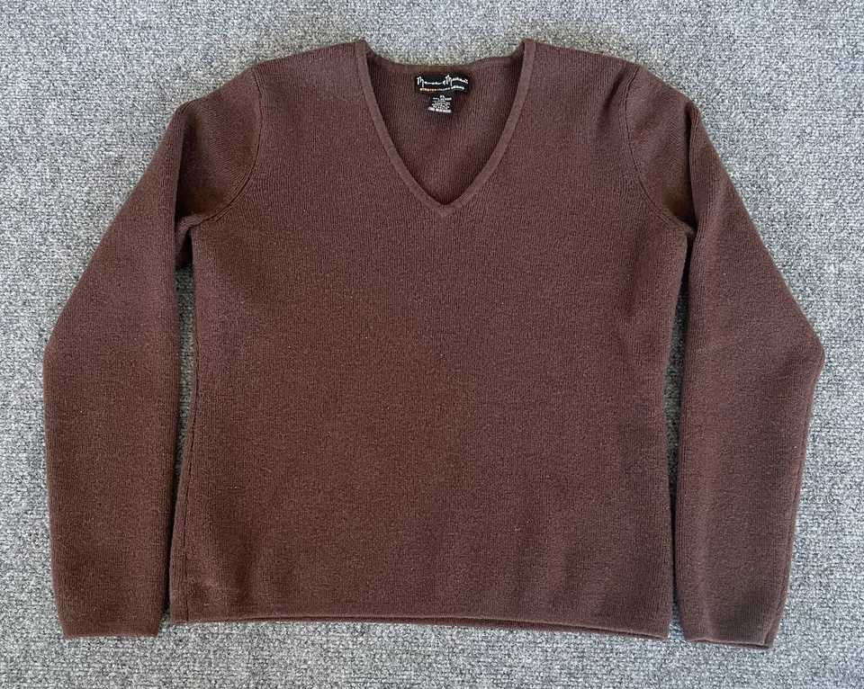 Suéter Mercer Madison Para Mujer Cuello en V Marrón Merino Elastizado Pullover Minimalista XL Foto 1 de 4