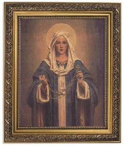 Mary of the Rosary Framed Print 11"x13" Gold Finish Frame NEW Chambers - Picture 1 of 1