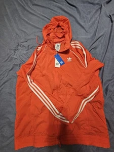 Adidas Jacket Men's XL SST Windbreaker Full Zip Orange Hooded Y2K Originals - Picture 1 of 11