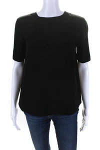 Theory Womens Tight-Knit Half Sleeve Crewneck Blouse Top Black Size PP - Picture 1 of 4