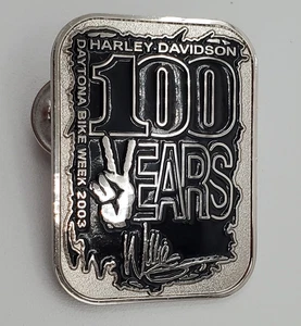 Harley Davidson Pin 1.5in Black Enamel 100 Years Daytona Bike Week 2003 Willie - Picture 1 of 9