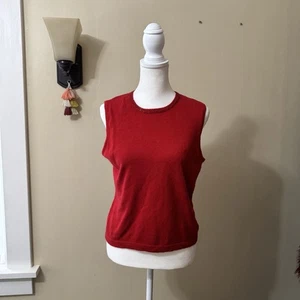 Vintage Carlisle Damen rot Seide Kaschmir Strick Tank Top Strass Urlaub Weihnachten - Bild 1 von 8