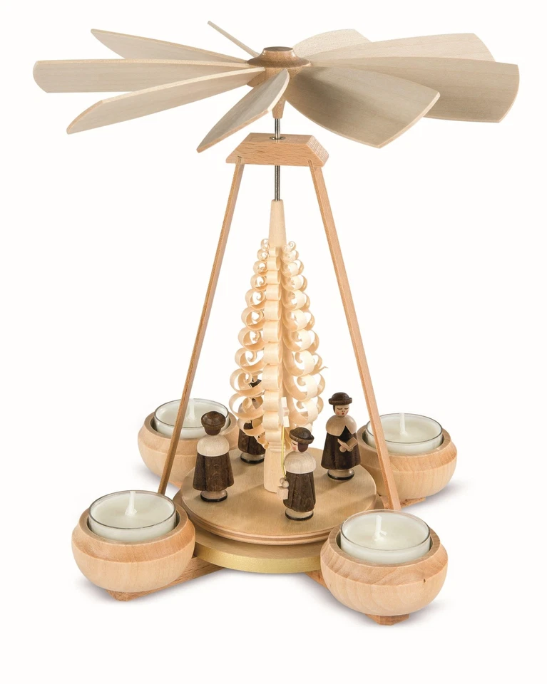 Tealight Pyramid Kurrende 1 piso natural para 4 Tealights (LxAnxAl: 17x16x24 cm) Foto 1 de 1