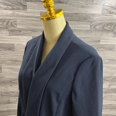 Chaqueta Blazer ANNE KLIEN Frente Abierto Elastizada Azul Oscuro Para Mujer Talla Grande Foto 1 de 4