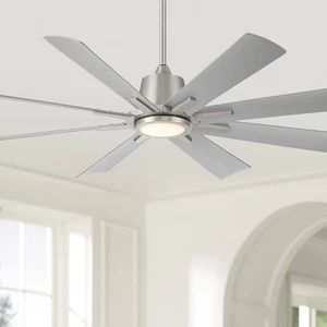 54" Casa Vieja Inspirit Brushed Steel Damp LED Remote Ceiling Fan - Picture 1 of 10