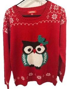 Suéter Its Our Time Navidad Búho Copos de Nieve Rojo Mujer Talla Pequeña - Imagen 1 de 2