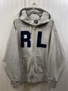 Sudadera con capucha vintage años 90 Polo Ralph Lauren RL para hombre XL gris jaspeado - Imagen 1 de 9