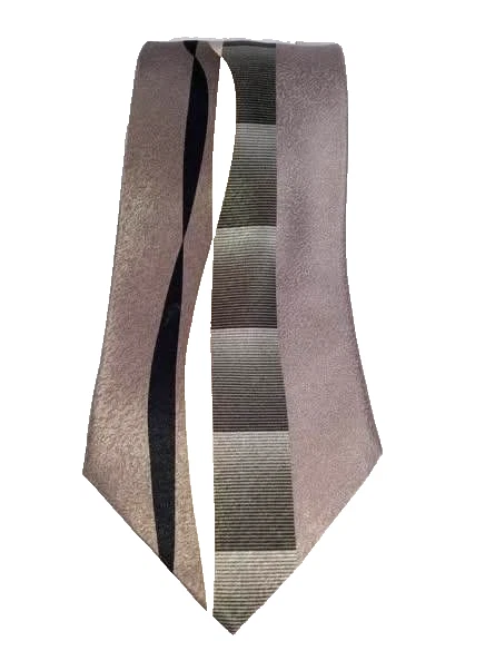 Gravata Pierre Cardin masculina cinza prata listrada preta 100% seda designer decote - Imagem 1 de 4