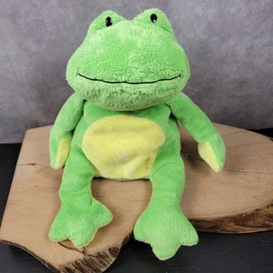 TY Pluffies Frog Ponds Green Yellow 11 inch Terry Cloth Plush Soft Beanie Baby - Picture 1 of 9