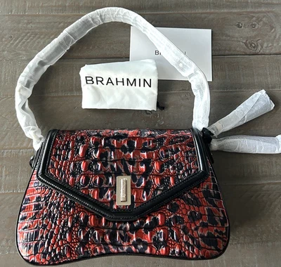 Bolso de Hombro Brahmin Nerida Nuevo con Etiquetas ~ Leopardo Rojo ~ Nuevo Giro en Icónico Estampado Animal Foto 1 de 4