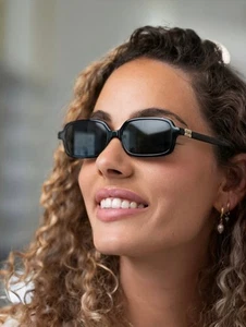 Miu Miu Regard MU11ZS 16K5S0 Rectangle Sunglasses in Black / Gray Lens 100% UV - Picture 1 of 7