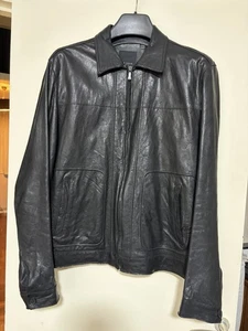 Men’s Ted Baker Black Leather Jacket Size 6 Used Excellent Condition - Picture 1 of 13