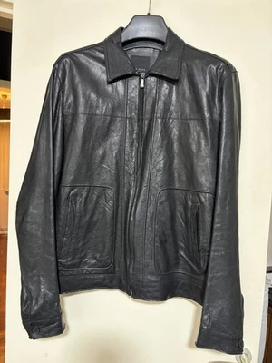 Men’s Ted Baker Black Leather Jacket Size 6 Used Excellent Condition - Image 1 of 4