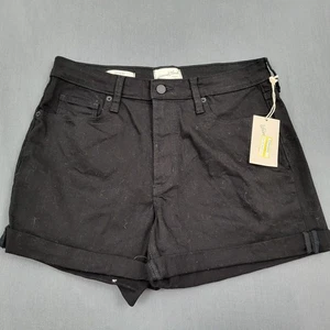 Universal Thread Shorts Damen 12/31 hoher Bund Midi Bündchen 3" Schrittlänge Denim schwarz - Bild 1 von 14