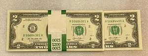2013 Two Dollar Bill 100 Consecutive Uncirculated 4301-4400 Rare W/ Ink Error ! - Picture 1 of 4