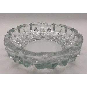 Elegant Heavy 6" Round Clear Glass Cigar AshTray 2-Slot Pre-owned - Picture 1 of 4