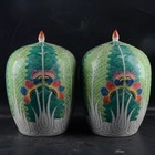 A pair Chinese Qing Tongzhi Famille Rose Porcelain Cabbage Pattern Pot 13.0 inch