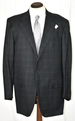 NWT $1750 Gianluca Isaia Napoli Side Vent Grey Windowpane Coat Jacket Trim 46 L - Image 1 of 4