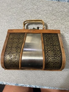 Vintage Wooden Trunk Metal Purse Handbag Box Wood 1960’s 70’s Bamboo Pocketbook - Picture 1 of 23