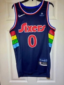 Tyrese Maxey Philadelphia 76ers Nike NBA City Edition Spectrum Jersey Men's L - Picture 1 of 10