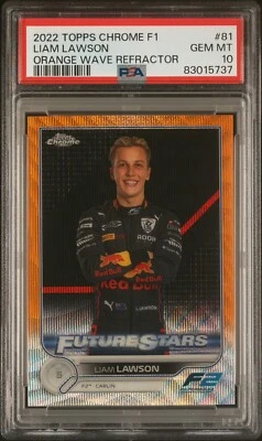 2022 Topps Chrome Formula 1 F2 #81 Liam Lawson Orange Wave  /25 PSA 10 - Image 1 of 2