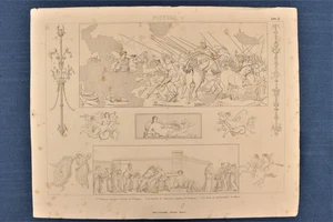 Incisione Pittura Foglio 3 Grassi e Ca Dipinti e affreschi di Pompei Alessand... - Foto 1 di 6