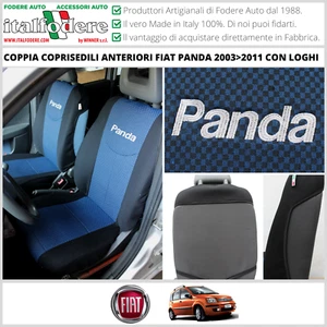 COPPIA COPRISEDILI Anteriori FIAT PANDA 2003>2011 Con Logo! Foderine Azzurro 39 - Foto 1 di 6