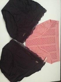 Victoria's Secret Women's Large Panties Lot of 3 Black Pink New