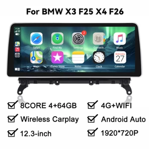 12,3'' Android 13 Autoradio Carplay GPS Navi 8-Core 4G For BMW X3 F25 X4 F26 NBT - Picture 1 of 16