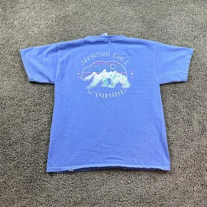 Jackson Hole Shirt Boys Large Blue Grizzly Bear Wyoming Short Sleeve Casual Kids - Picture 1 of 11