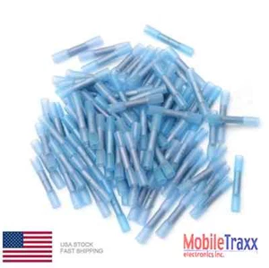 Marine 100~pcs 16-14 AWG Blue Heat Shrink Adhesive Glue Butt Wire Connector - Bild 1 von 4